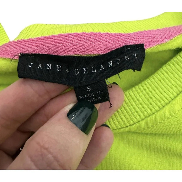 Christmas Flamingo Crew Neck Sweatshirt Women’s Size Small Lime Green Santa Hat - Picture 3 of 6